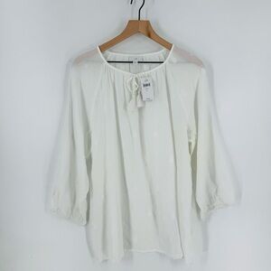 J. Jill White NWT Boho Coastal Tropical Pineapple Tassel Peasant Top Size‎ Large